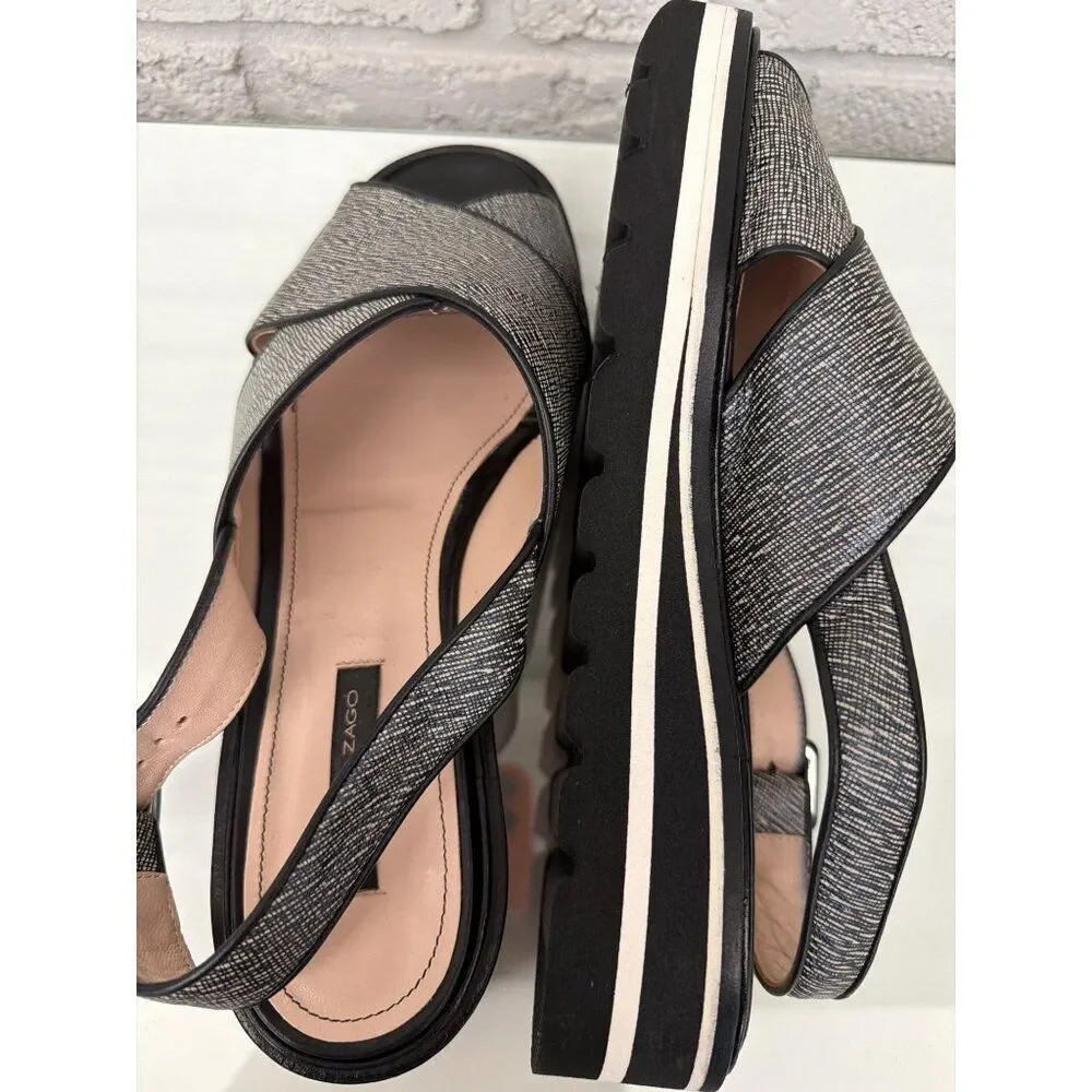 Alberto Zago Women’s Slingback Crisscross Strap Platform Sandals Size 10